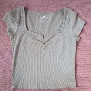 Hollister Women's Ribbed Top - Light Green